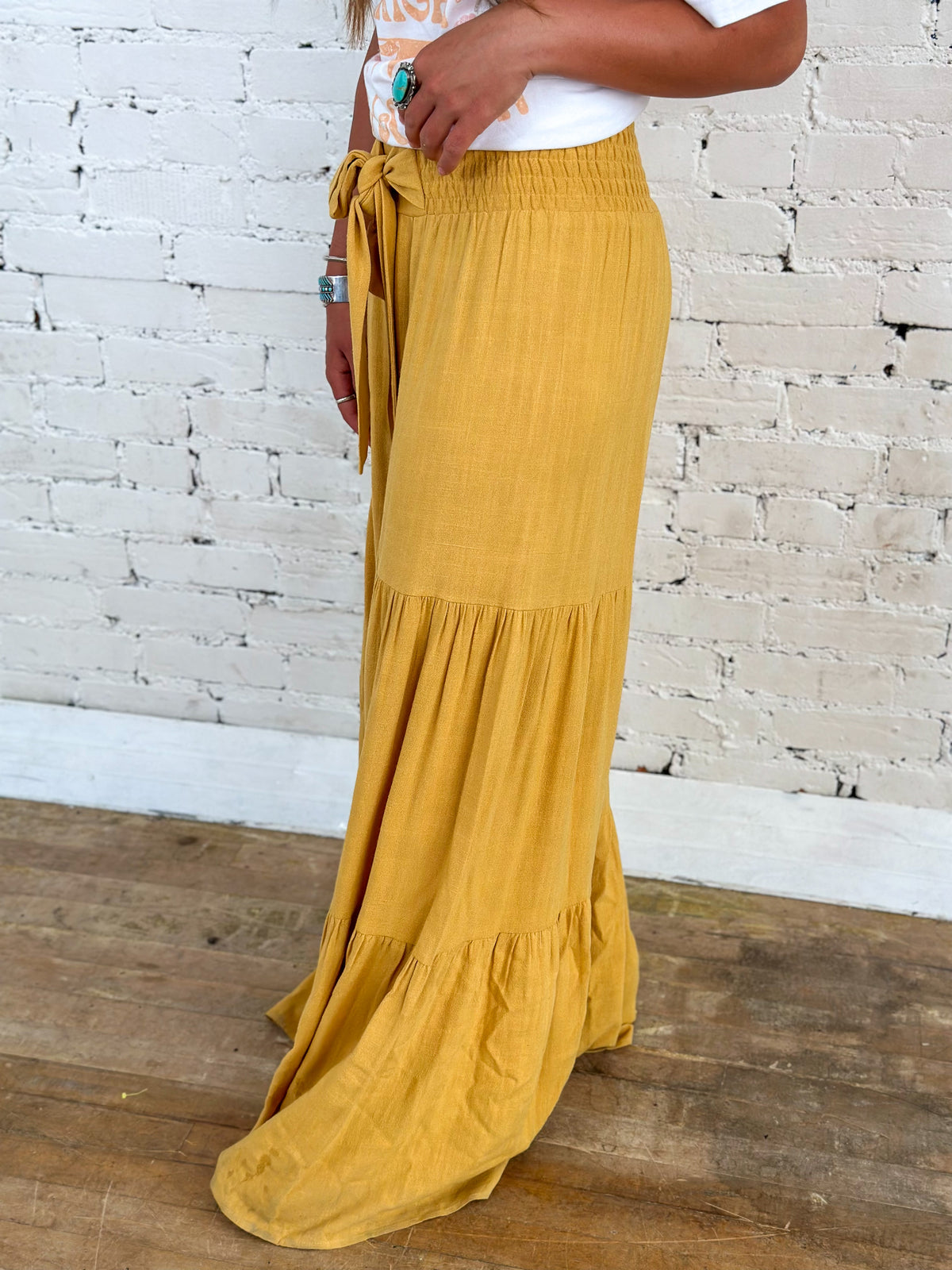 The Moxie Palazzo Pants: Mustard