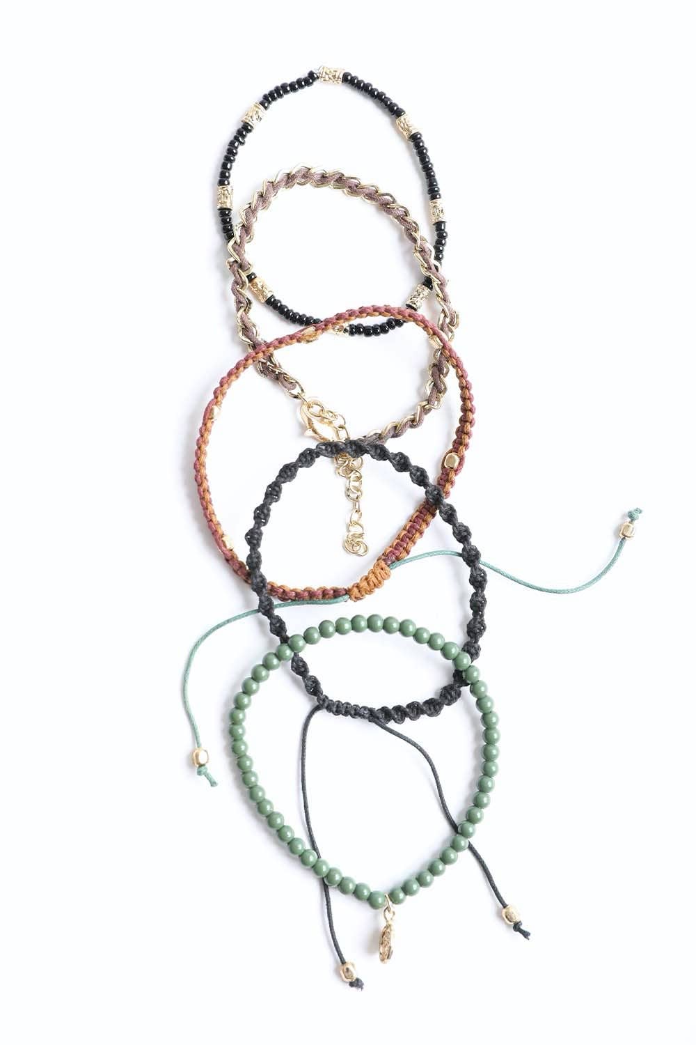 Stackable Bead and Woven Cord Bracelet - Cute & Trendy