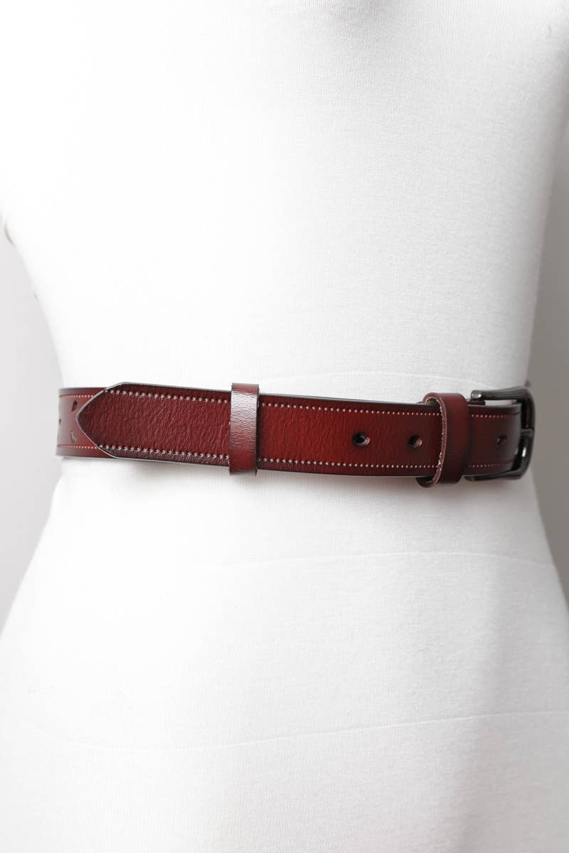 Petal Punch Out Leather Belt: Camel