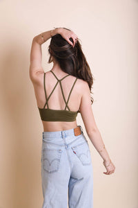 Floral Cutout Seamless Crop Top: Mocha