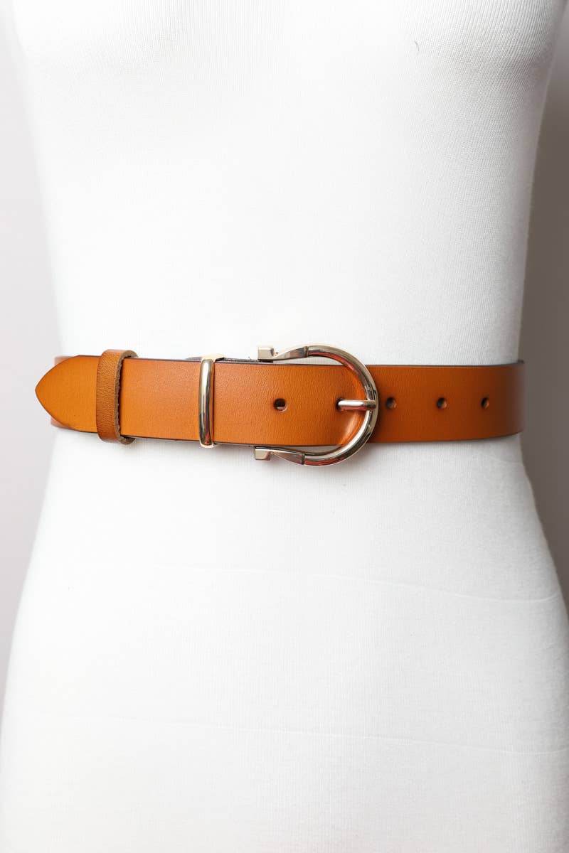 Horseshoe Gold Buckle Belt: Black