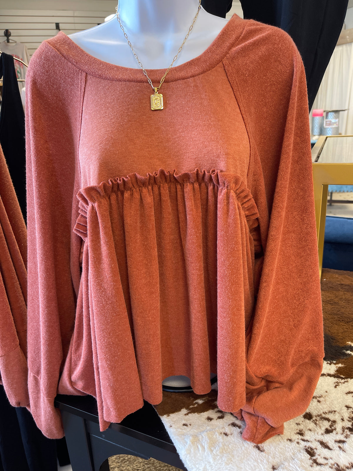 Rust babydoll top