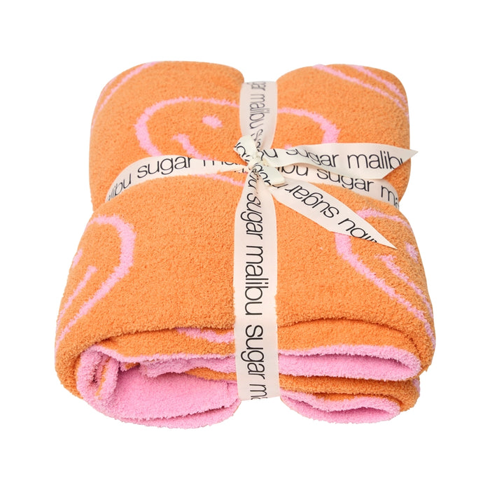 Smiley Face Pink & Orange Blanket