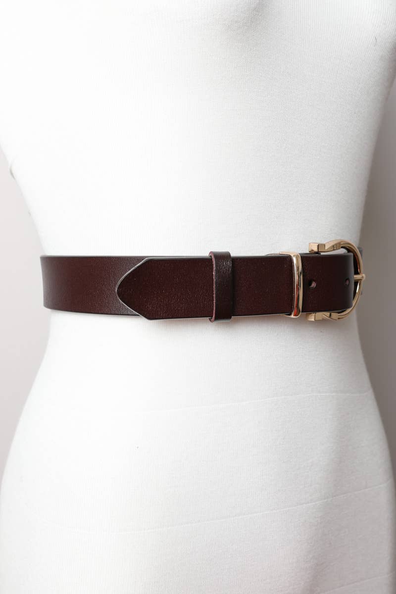 Horseshoe Gold Buckle Belt: Black