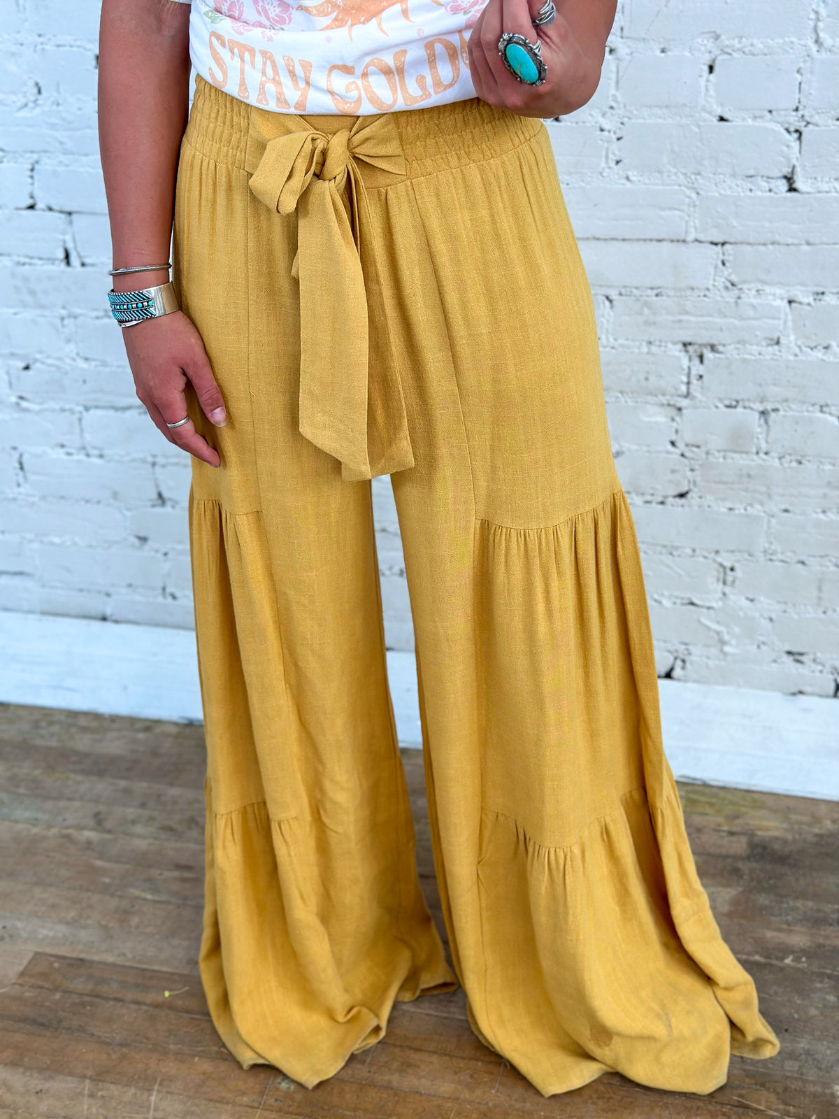 The Moxie Palazzo Pants: Mustard