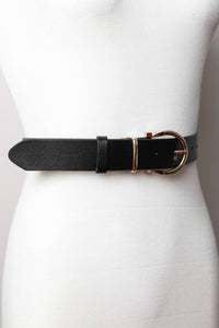 Horseshoe Gold Buckle Belt: Black