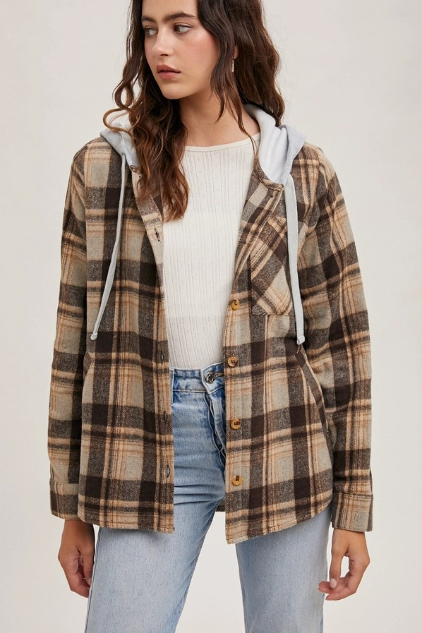 Olivia Hooded Flannel Shacket