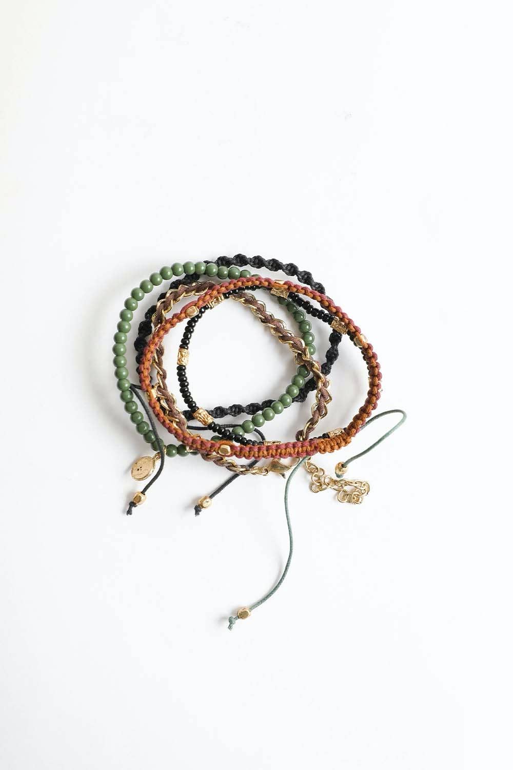 Stackable Bead and Woven Cord Bracelet - Cute & Trendy