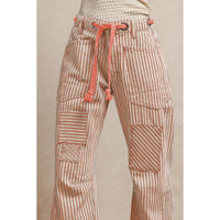 Striped Twill Barrel Pants