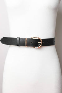 Horseshoe Gold Buckle Belt: Black