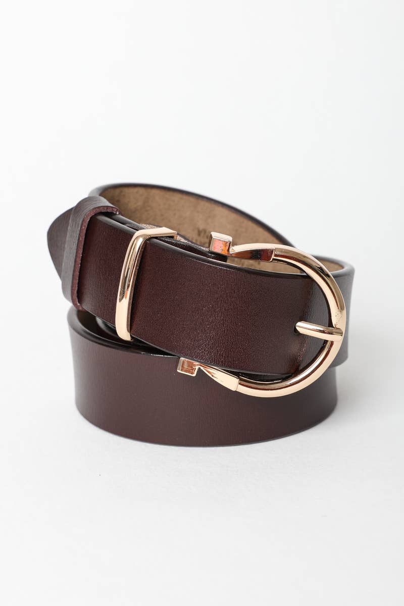 Horseshoe Gold Buckle Belt: Black