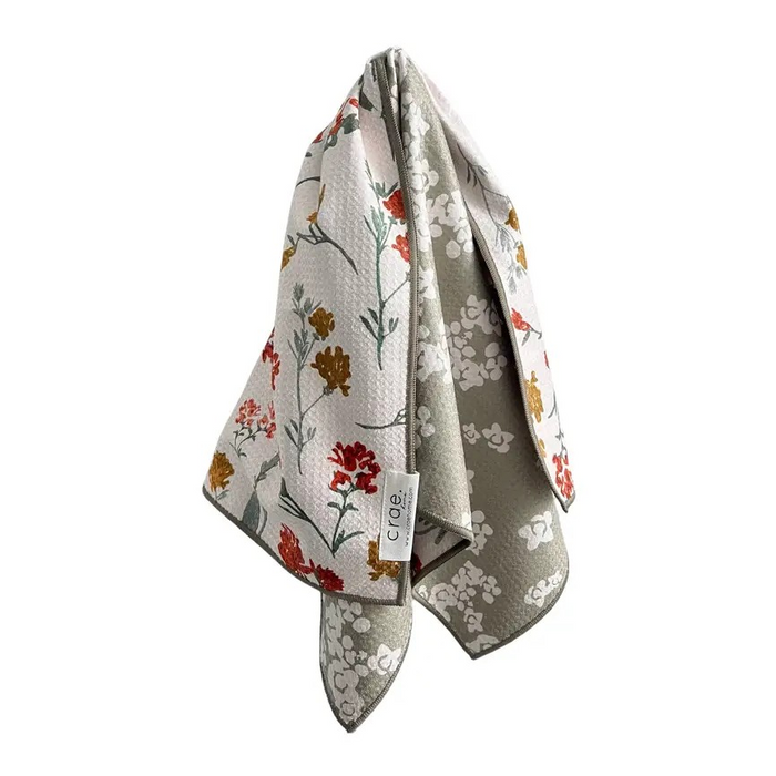 Mallory: Reversible Hand Towel-Cream/Sage