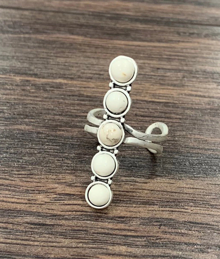 White Turquoise Adjustable Ring