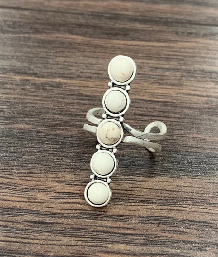 White Turquoise Adjustable Ring