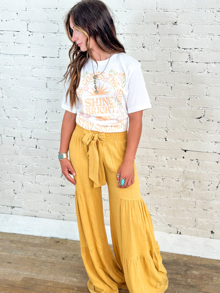 The Moxie Palazzo Pants: Mustard