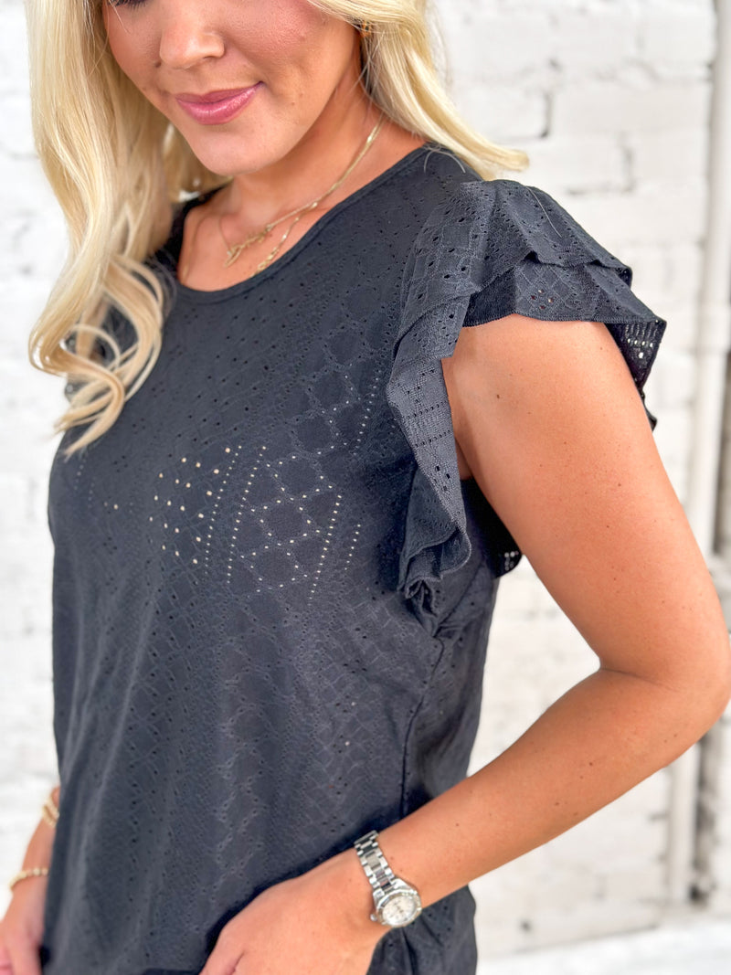 The Milo Eyelet Ruffle Top