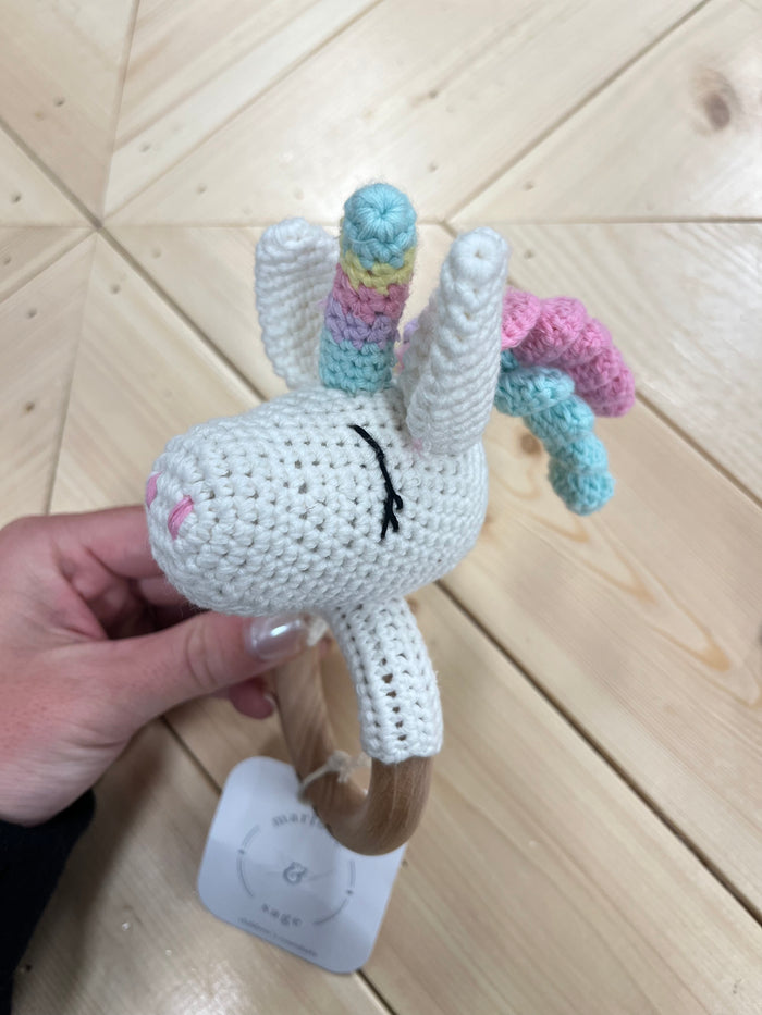 Unicorn Crochet Baby Rattle