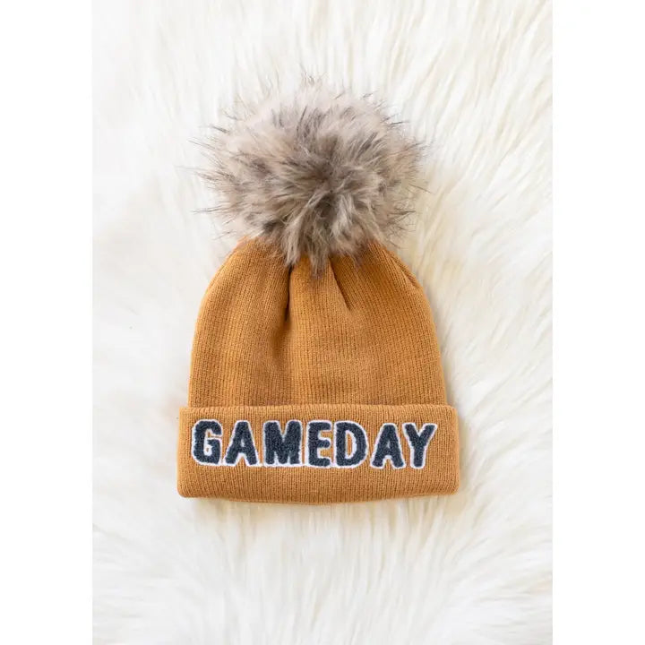 Camel & Gray Game Day Pom Hat
