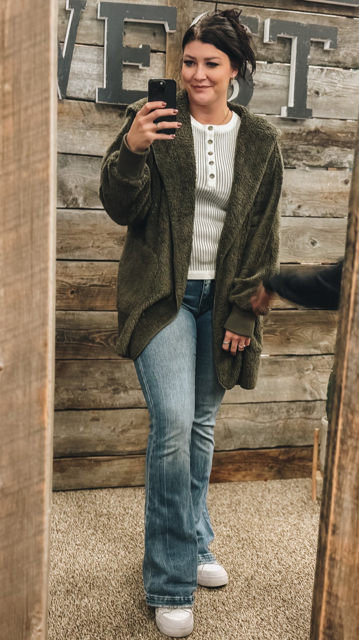 Snuggle Me Up Cardigan: Olive