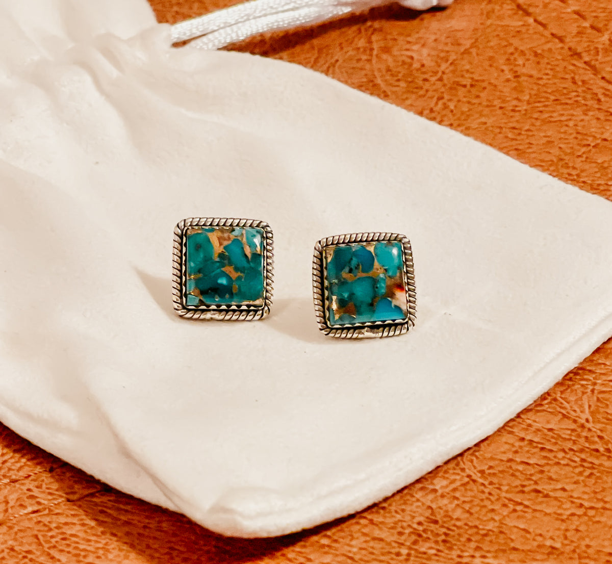 Turquoise Square Stud Earrings