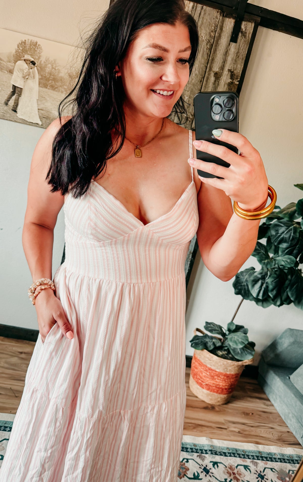 Mazi Pink Pinstripe Dress