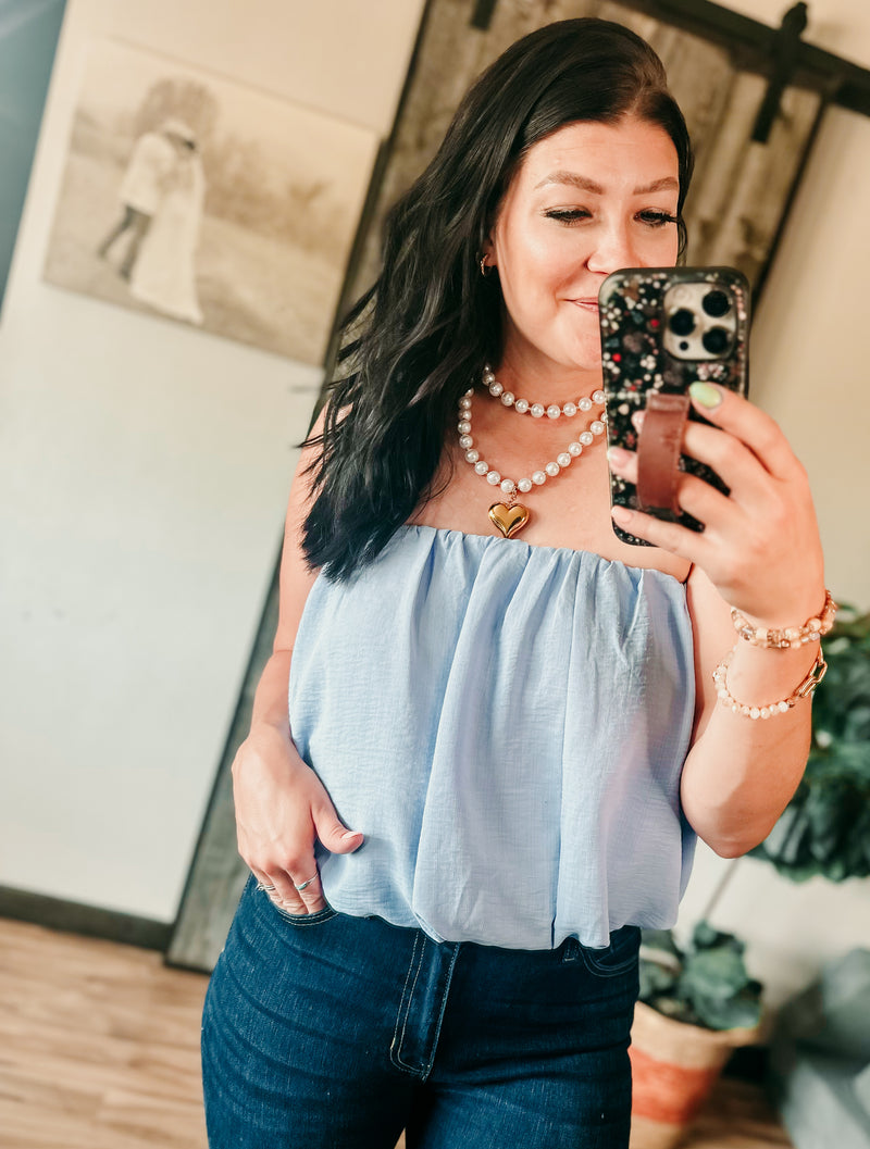 Bubble Blue Tube Top