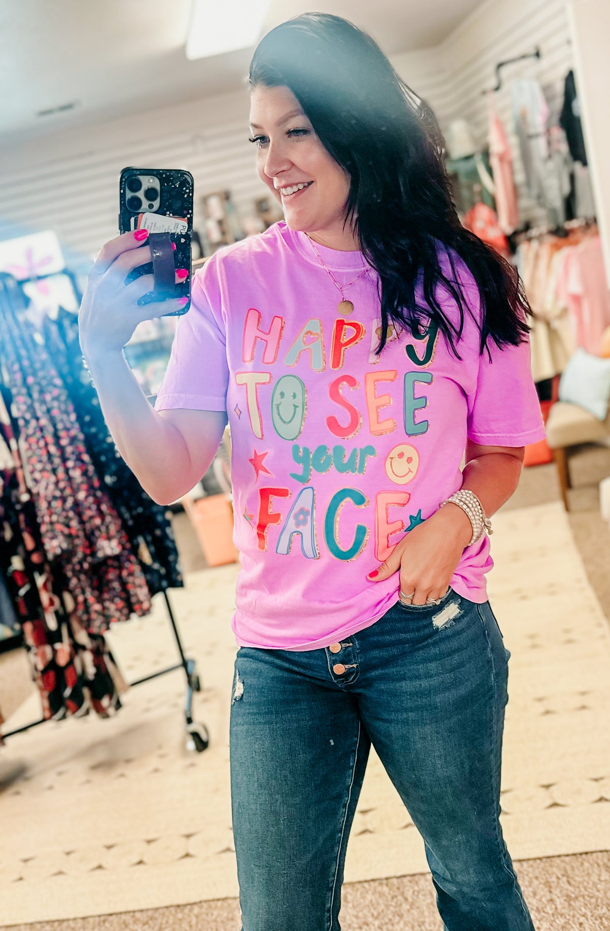 Happy to see your face neon tee