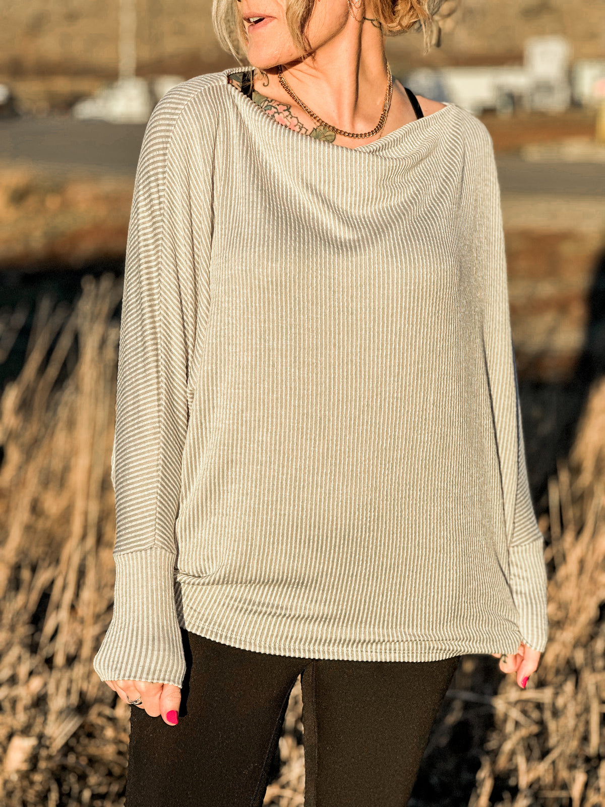 Frosty Ribbed Cowl Long Sleeve