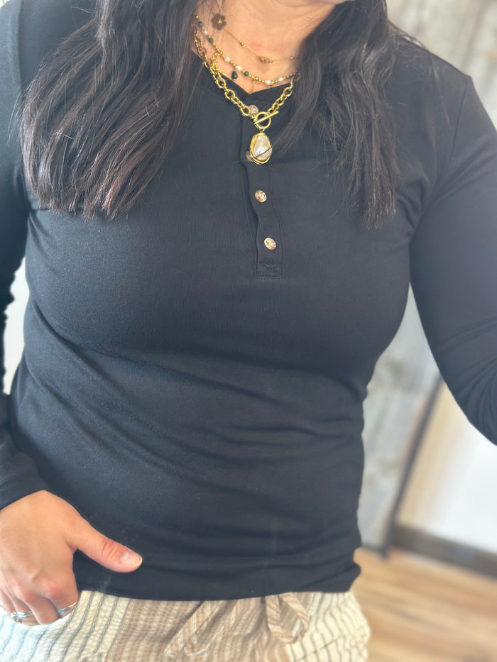 Black Button Top