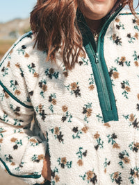 Frolicking In Floral Half Zip