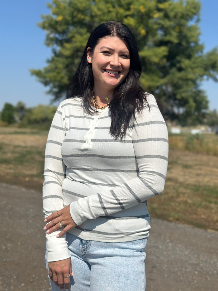 Button Striped Top