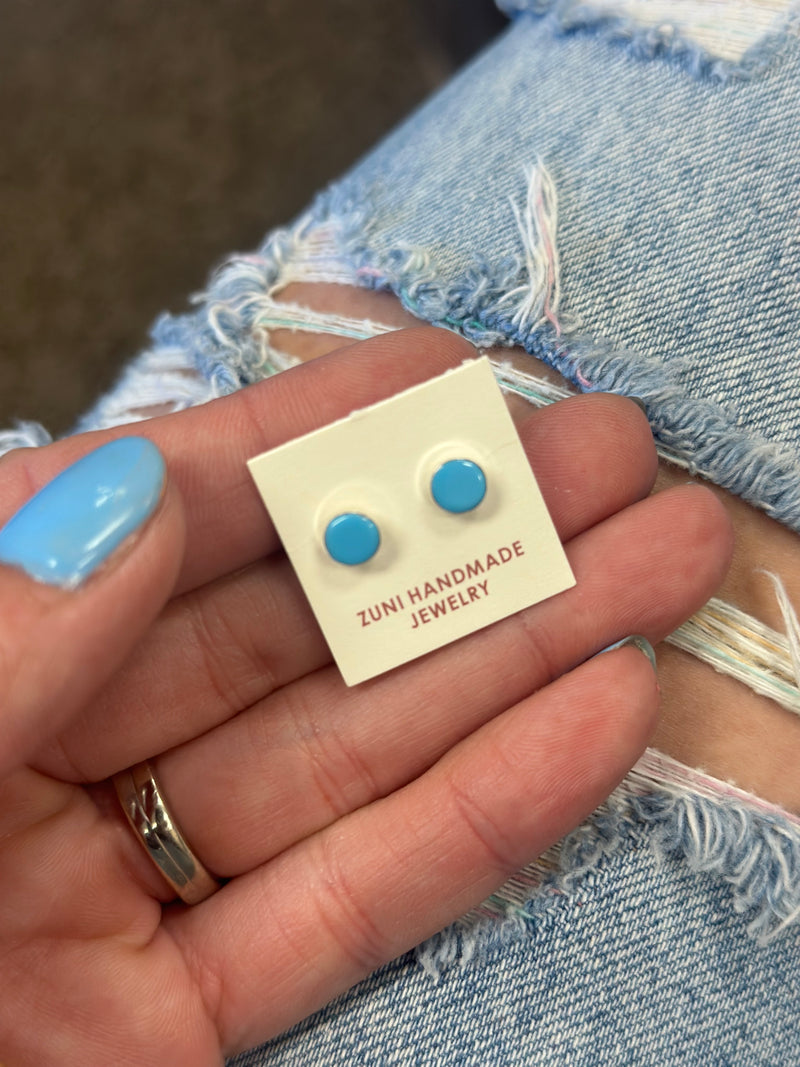 Itty Bitty Circle Turquiose Studs