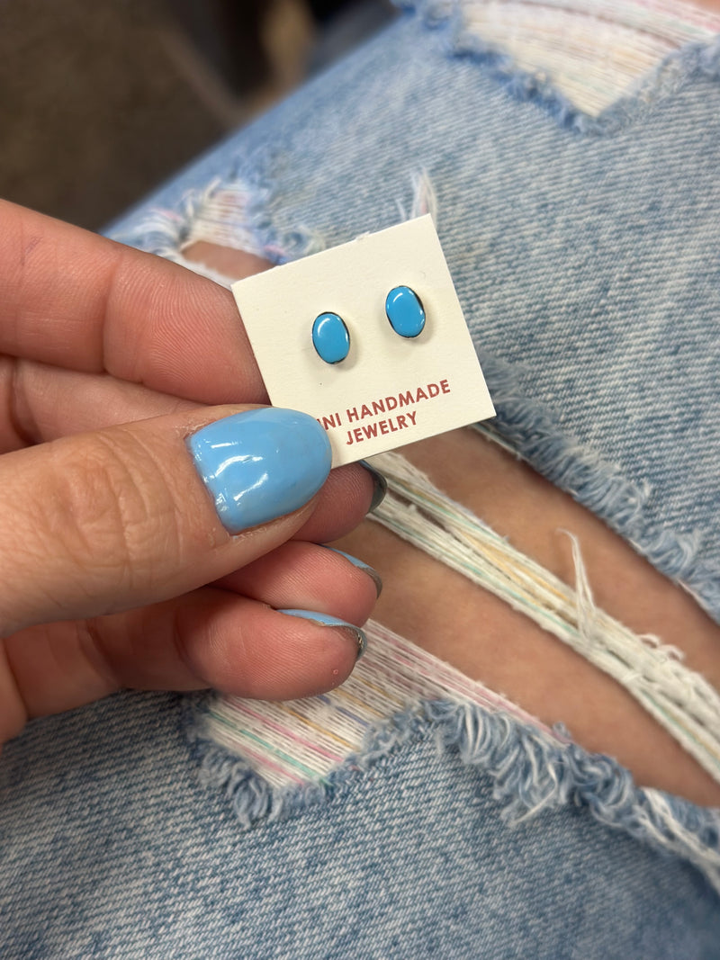 Itty Bitty Oval Turquoise Studs