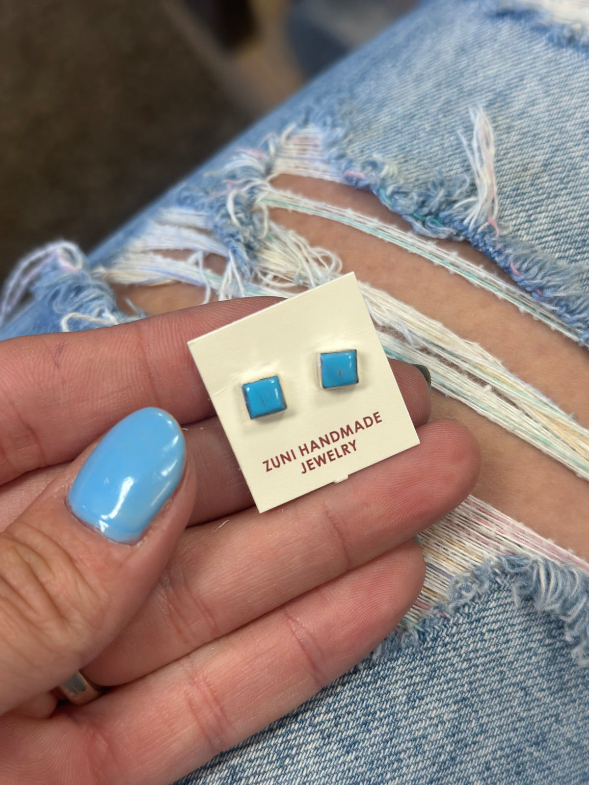 Itty Bitty Square Turquoise Stud