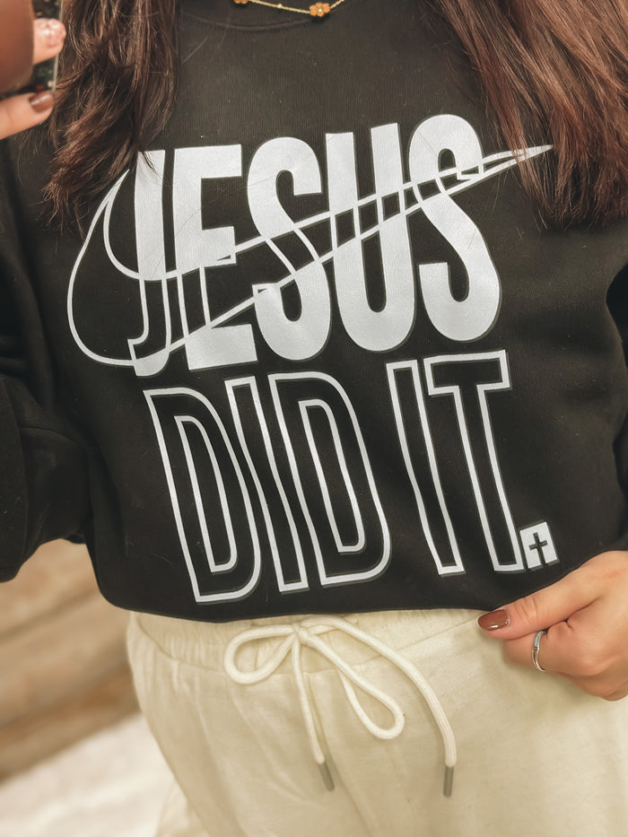 Jesus Did It Black Crewneck