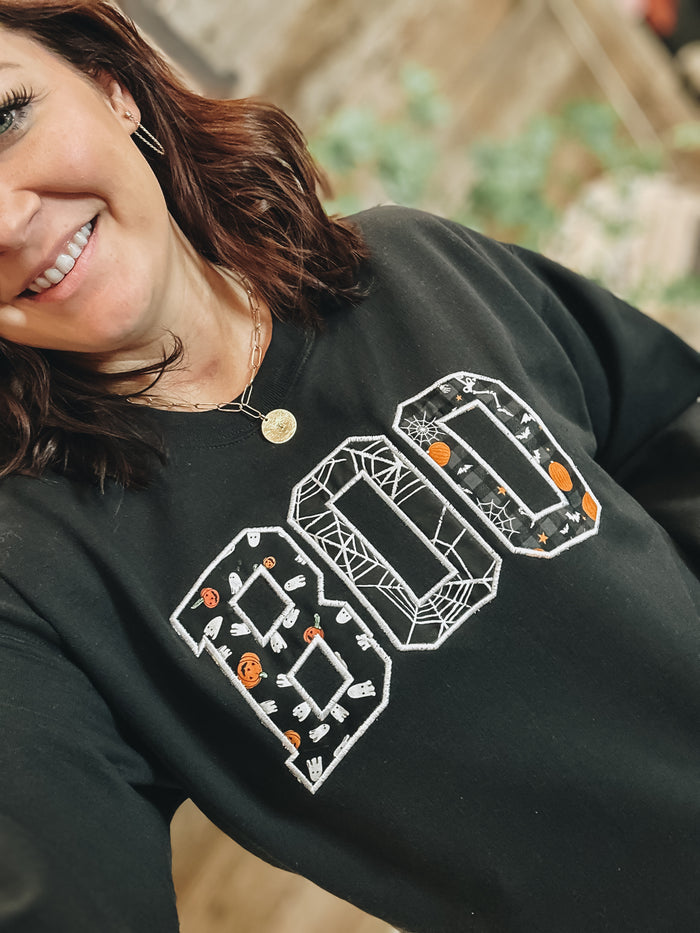 Boo Embroidered Crewneck
