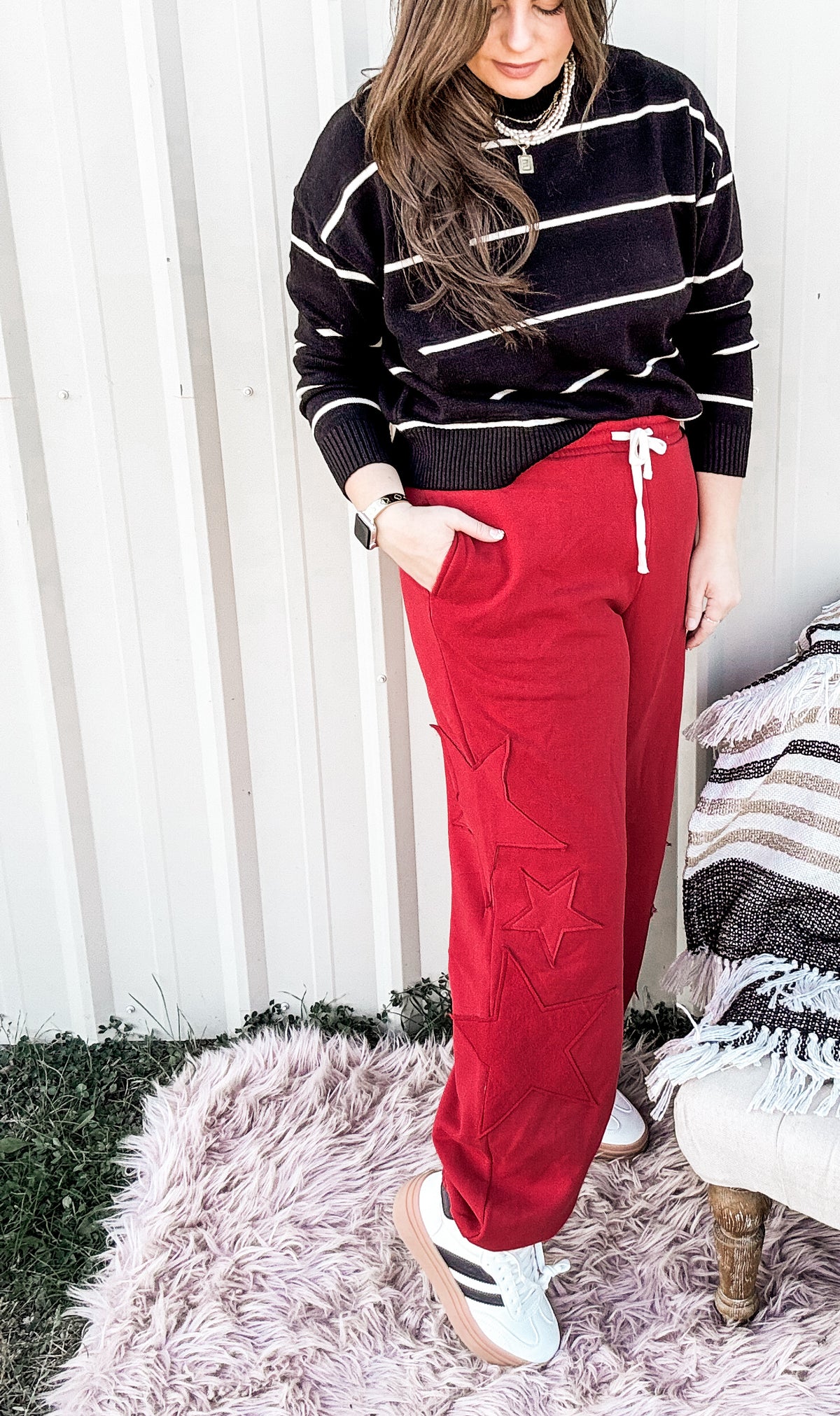 Star Patch Casual Drawstring Jogger Pants