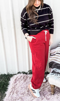 Star Patch Casual Drawstring Jogger Pants