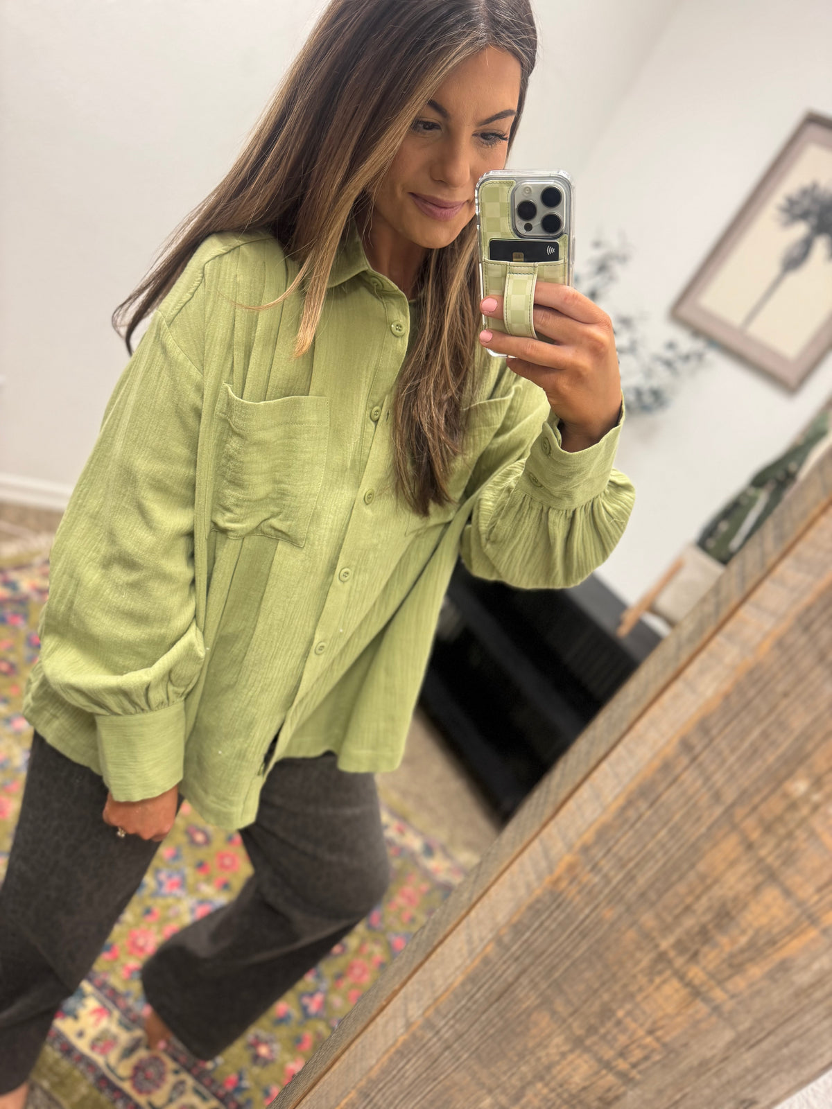 Porch Swing Sage Button Down Shirt