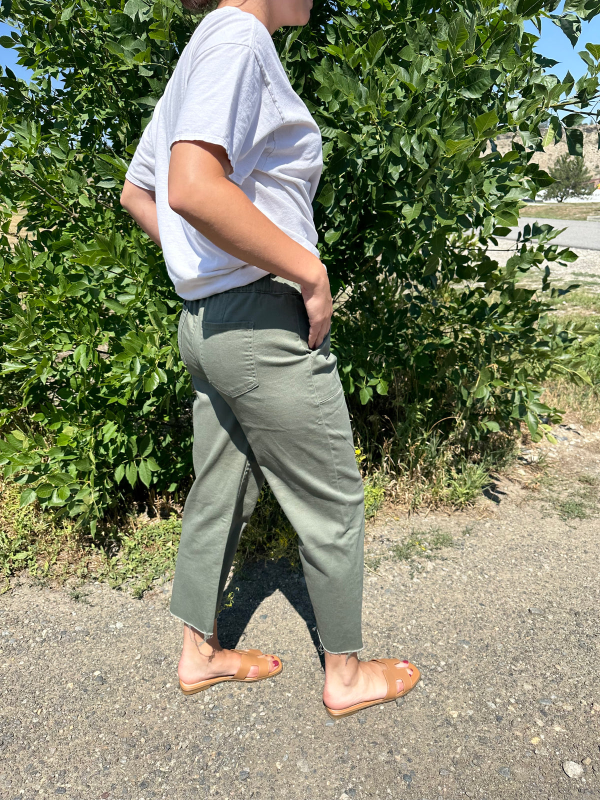 Junie Sraight Leg Pants: Olive