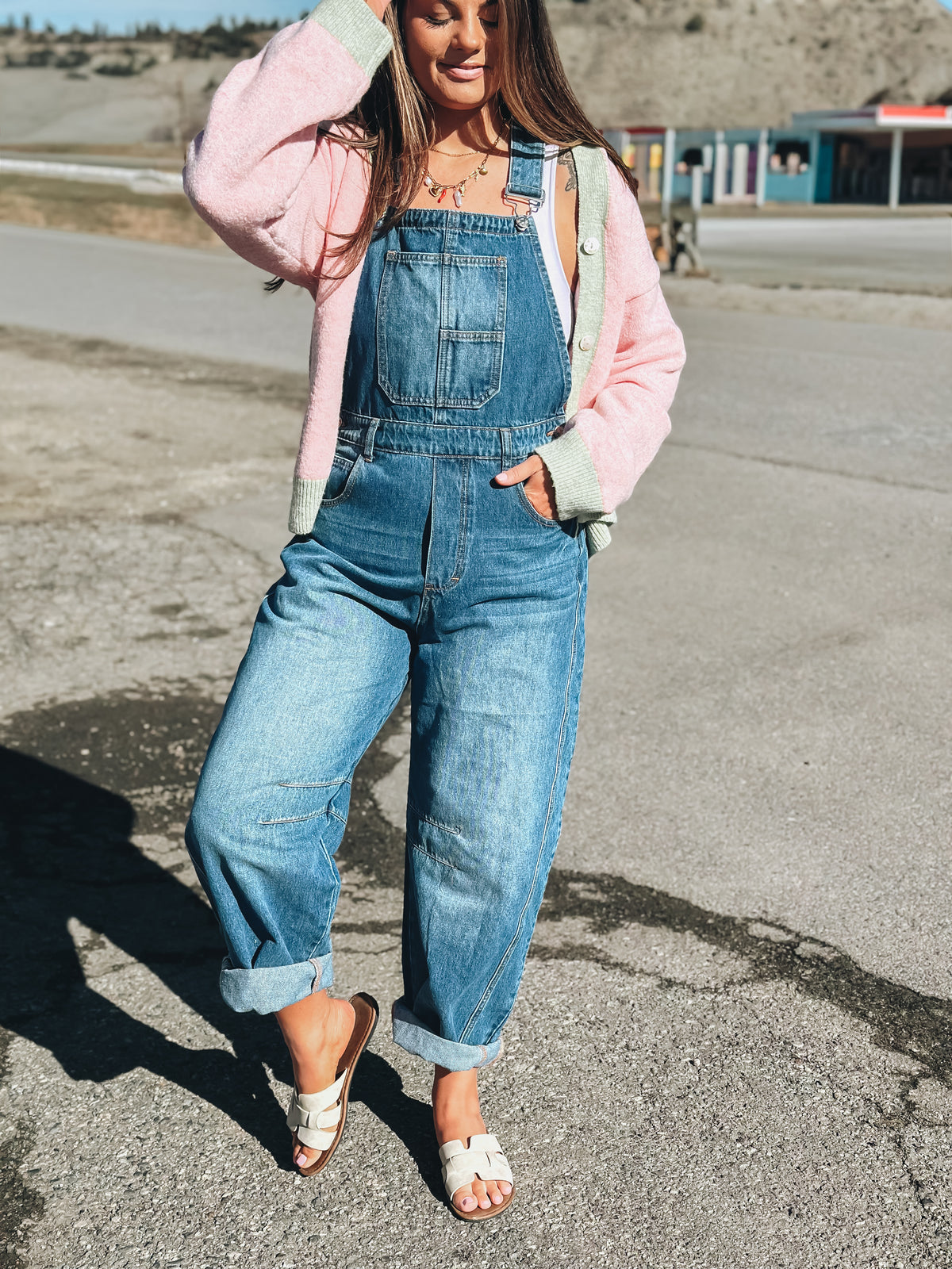 Brooklyn Ease Denim Barrel Overalls