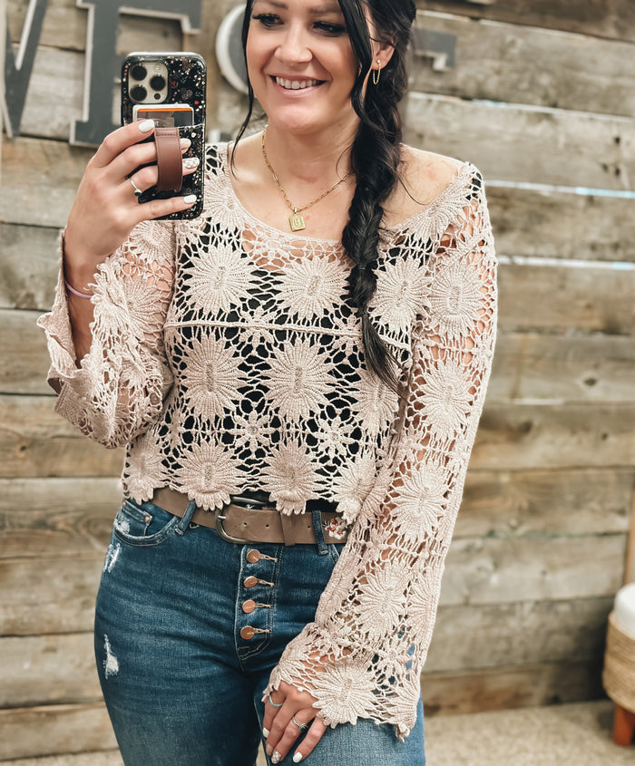 Aria Crochet Top: Mocha