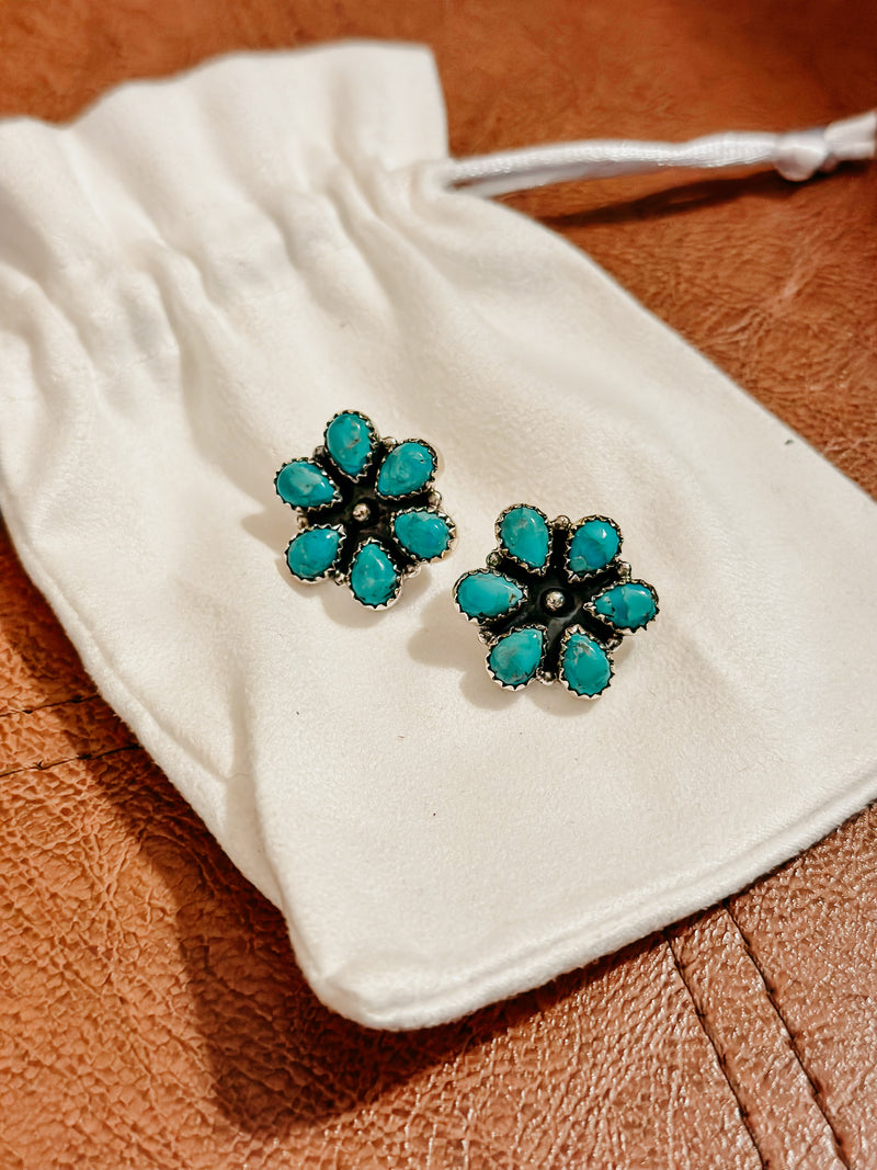 Turquoise Flower Oversized Stud