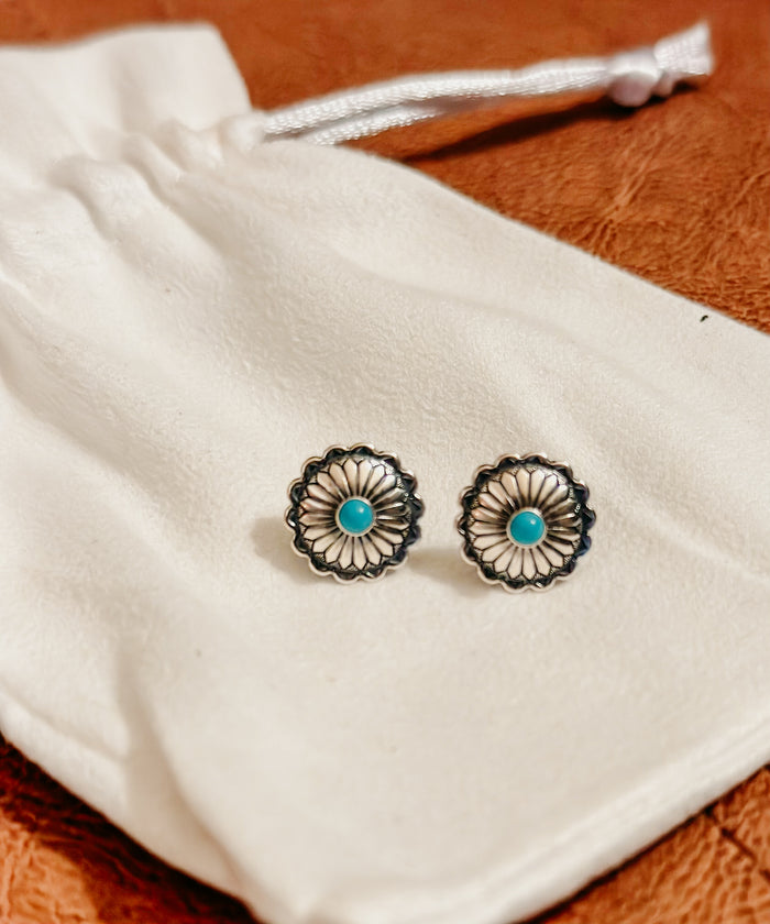 Turquoise Concho Stud Earrings