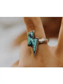 Adjustable Lightning Bolt Turquoise Ring