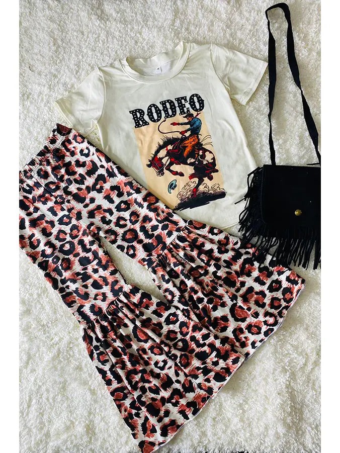 Rodeo Riding Horse Top Leopard Pant Girls Set