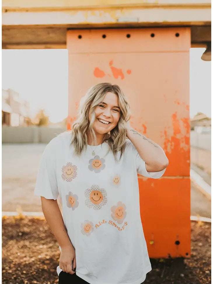 All Smiles-Checkered Smiley Tee