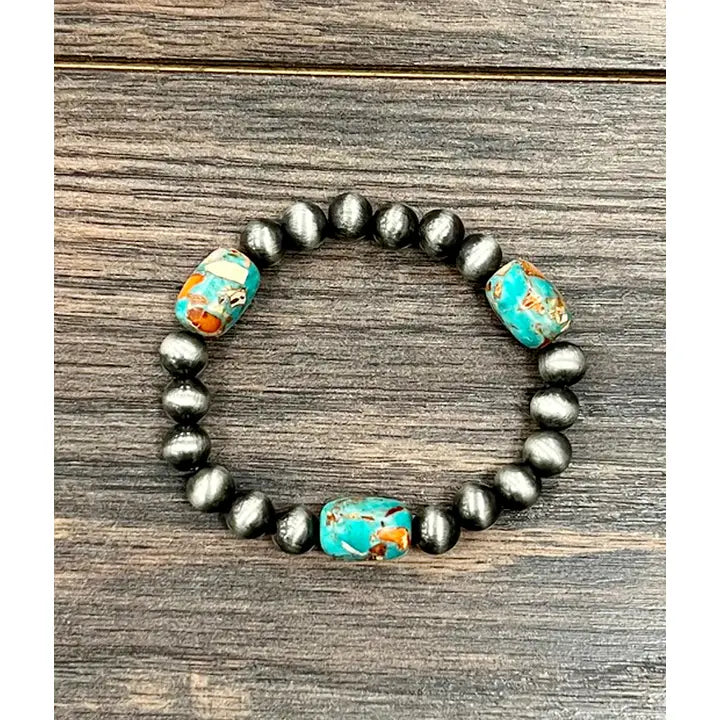 Handmade Navajo Gemstone Stretch Bracelet