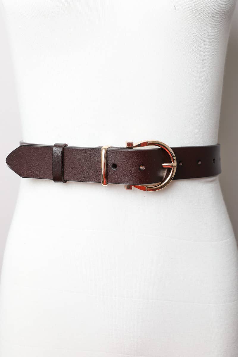 Horseshoe Gold Buckle Belt: Black