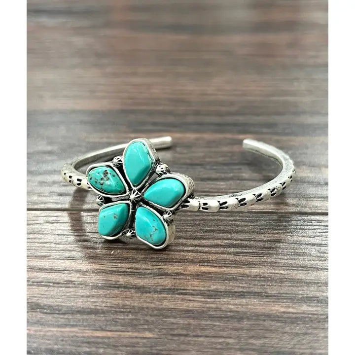 Flower Turquoise Cuff Bracelet